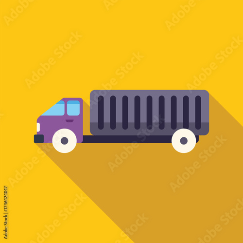 Cargo transportation with a truck carrying a container, logistics and freight shipping industry