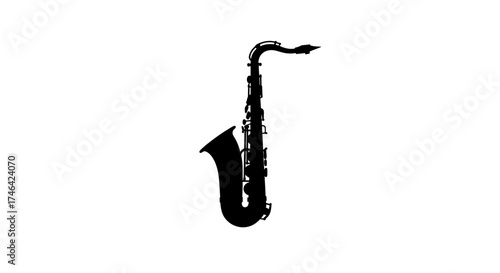 Silhouette of a saxophone on white background musical instrument icon