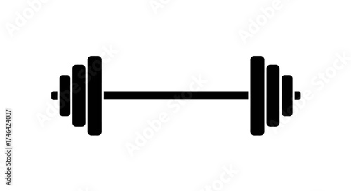 Simple barbell weightlifting equipment isolated on clean white background