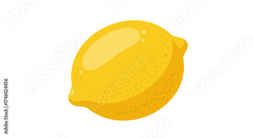 Single yellow lemon fruit illustration on white background fresh and isolated