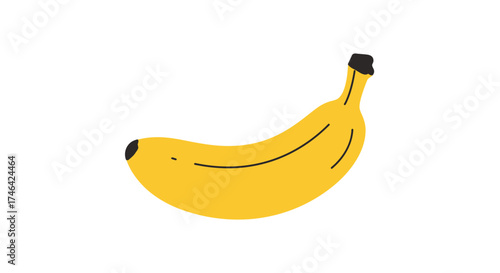 Single yellow banana illustration isolated on white background