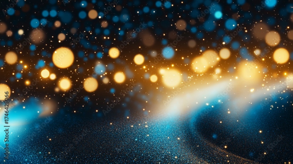 Fototapeta premium Vibrant Blue and Gold Glitter Background Design with Sparkling Sequins in Modern Abstract Aesthetic