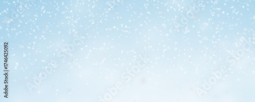 Christmas background with small falling snowflakes. Snow storm effect, blurred, cold wind with snow png. Holiday powder snow for cards, invitations, banners, advertising.