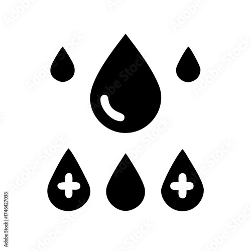 Vector art of blood drop symbol of blood donation, blood transfusion, blood test, blood type, blood pressure, and blood sugar concept