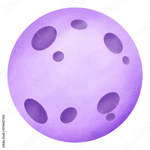 Moon with Halloween color theme watercolor Illustration.