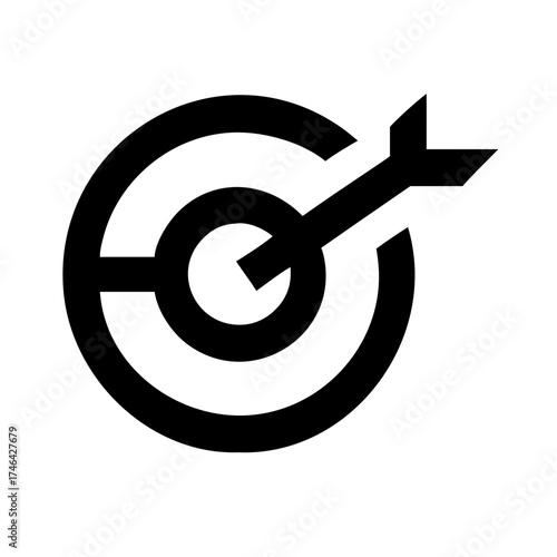 Vector art of target with arrow symbolizes precision, focus, and achievement represents goals, objectives, and hitting the mark in business and life