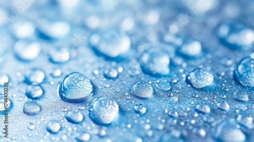 Wallpaper Mural Close Up Abstract Shot Illustrating Numerous Shiny Water Droplets on a Vibrant Blue Surface Texture Torontodigital.ca