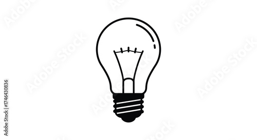 Classic incandescent light bulb sketch simple design concept for ideas innovation and creativity hand drawn style silhouette