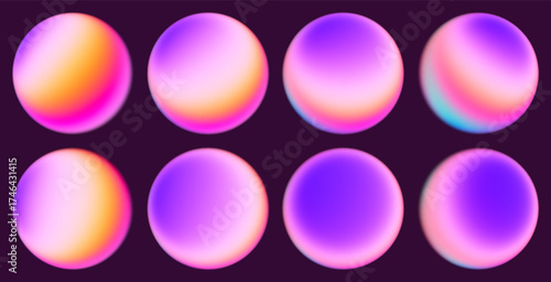 Dreamy gradient spheres in softly pastel glowing shades and futuristic delicate design. Gradient spheres in gentle neon tones for digital banners, covers, modern design templates, and visual branding