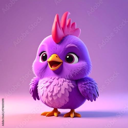 Cute Purple Bird Cartoon Illustration