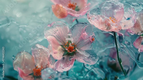 video Close-up of pink flowers with water droplets on petals, ideal for use in beauty or nature-related projects