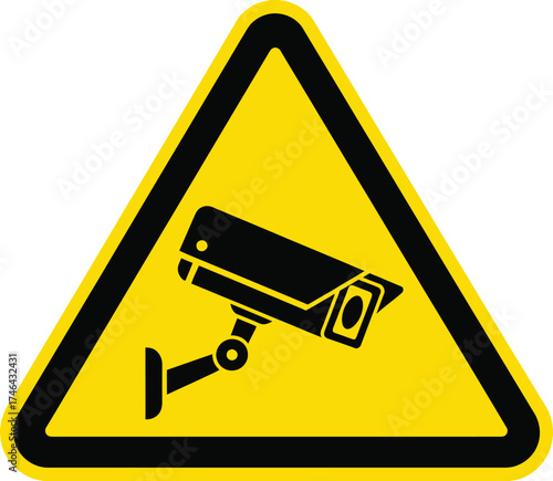 Wallpaper Mural Security camera surveillance warning sign yellow triangle icon Torontodigital.ca