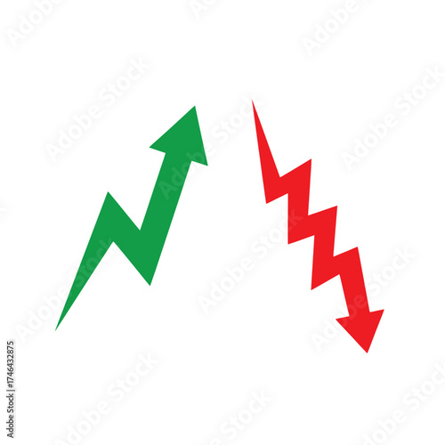 Stock market up and down trend green and red arrow vector