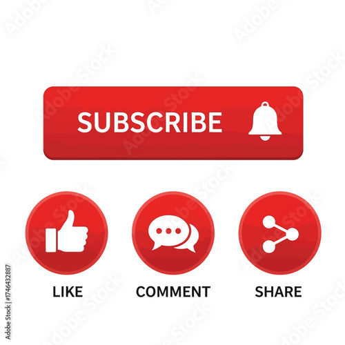 Subscribe like comment share vector social media marketing