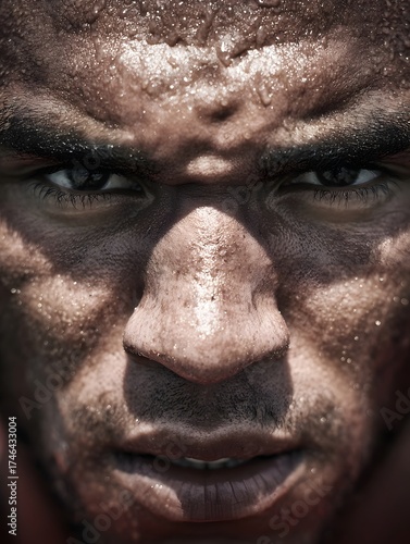 Intense Gaze of a Determined Footballer