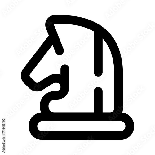 Flat minimal outline chess knight icon set for business strategy, planning, and growth