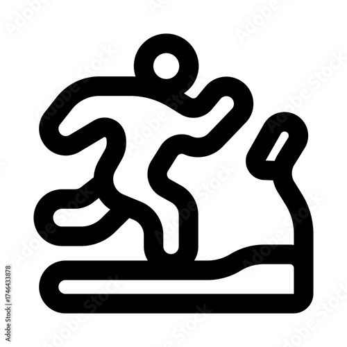 Flat Minimal Treadmill Running Icons. Fitness and gym exercise symbols for health and training design.