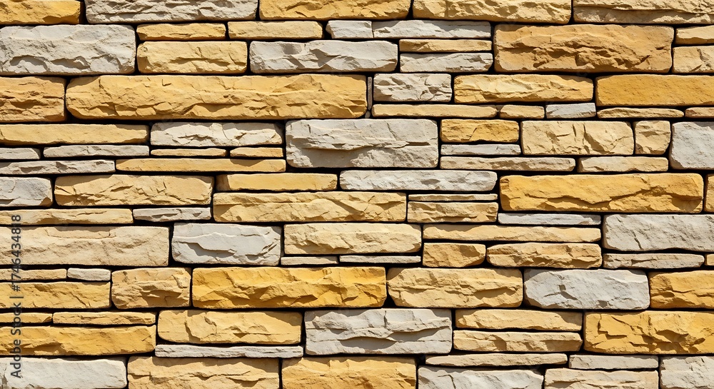 Fototapeta premium Natural stone wall texture with warm earth tones