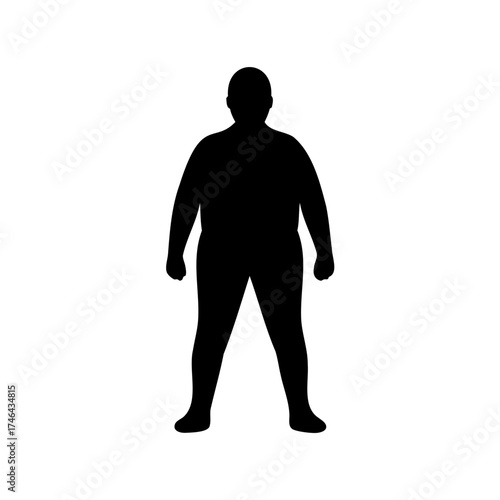 Full body silhouette of an overweight man with a neutral stance