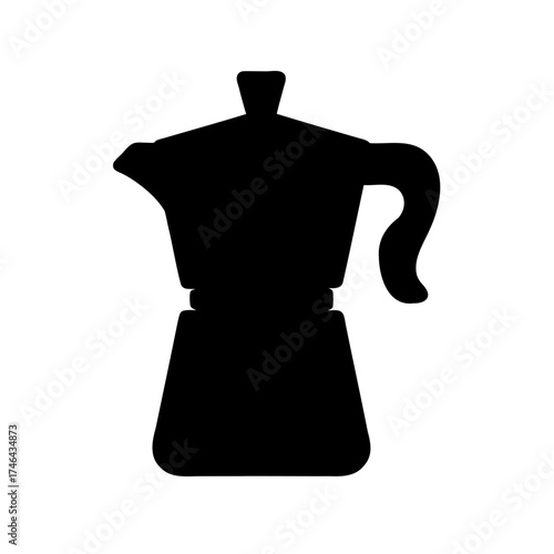 A silhouette of an Italian Moka pot used for espresso preparation at home