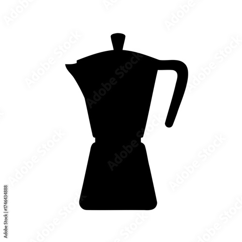 Silhouette of a classic Italian moka pot, brewing fresh espresso coffee
