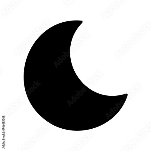 Stylized Crescent Moon Isolated on White Background Symbolizing Night and Lunar Phases