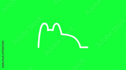 Wave audio spectrum with cat lined figure on green screen