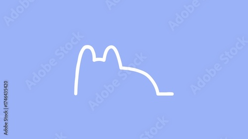 Wave audio spectrum with cat lined figure on pastel blue background
