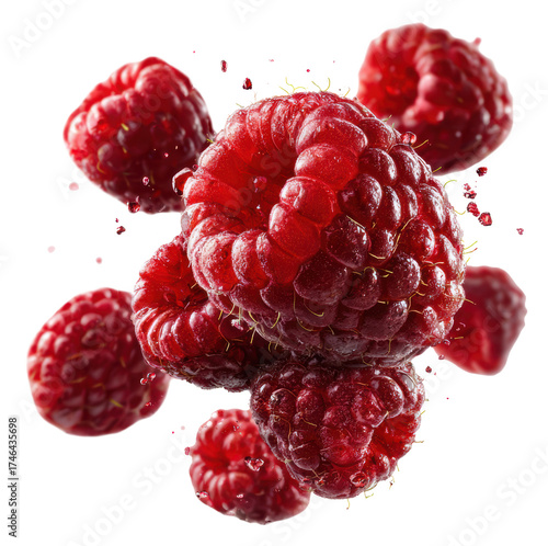 rasberry falling isolated on transparent background