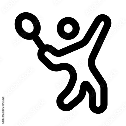 Energetic minimal man playing badminton icon set for sports, fitness, and activity design