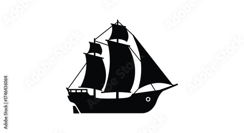 Classic tall ship silhouette majestic sailing vessel maritime adventure exploration ocean journey nautical theme icon silhouette
