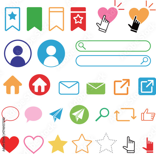 SNS　カラー　アイコン　セット	
