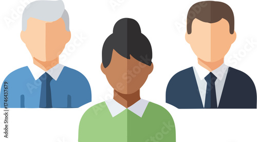 Diverse group of three people representing a team or community