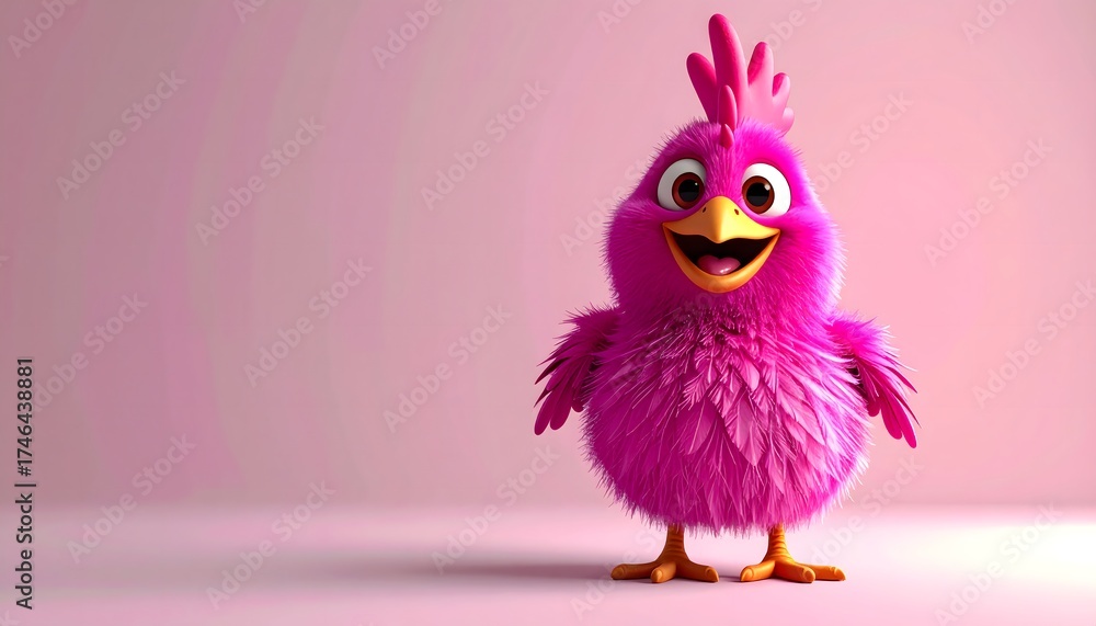 Fototapeta premium Pink Cartoon Bird Smiling