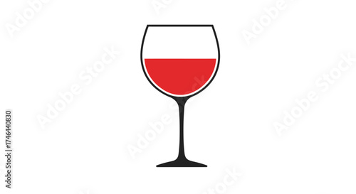 Simple illustration of a wine glass partially filled with red liquid