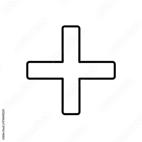 Simple outline of a plus symbol art on transparent background