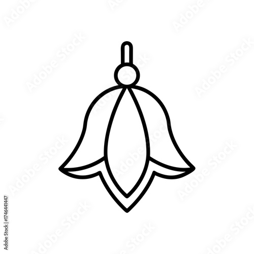Simple bell flower outline drawing on transparent background