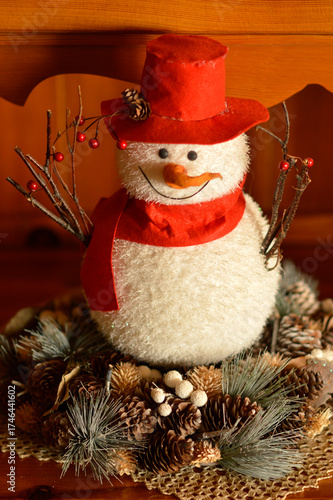 cute snowman Christmas figurines close up