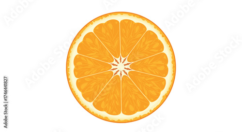 A vibrant citrus fruit slice showing its juicy interior with segments radiating outwards.