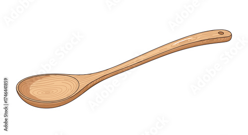 A simple wooden spoon for kitchen use.