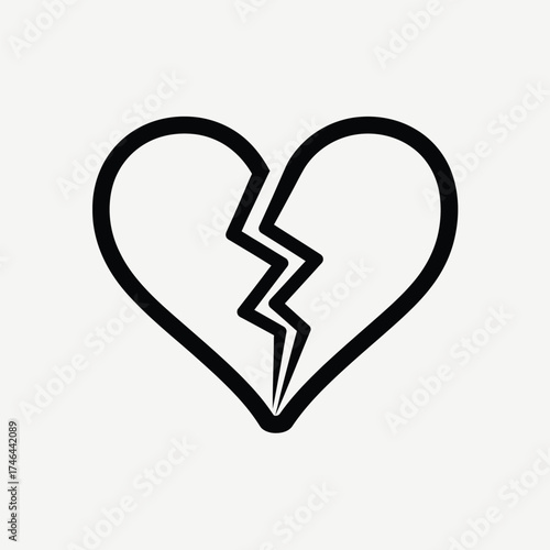 Vector illustration of broken heart symbol of heartbreak and loss