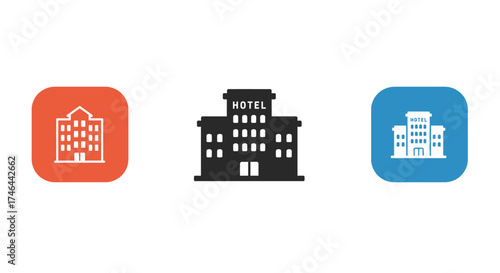 Hotel icons collection various styles for travel and accommodation designs