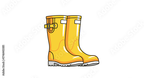 Bright yellow rain boots for outdoor adventures and protection.