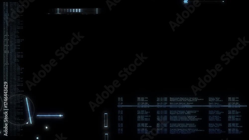 Digital data stream with holographic UI elements.