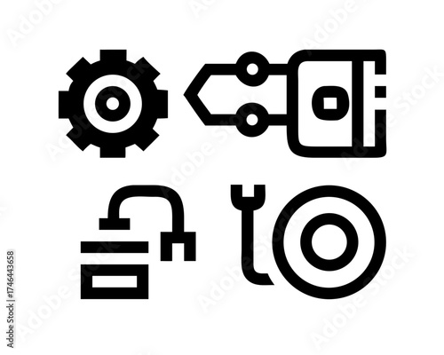 Illustration of car parts in black color