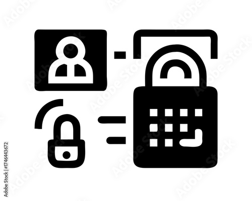 Illustration of security access with face recognition