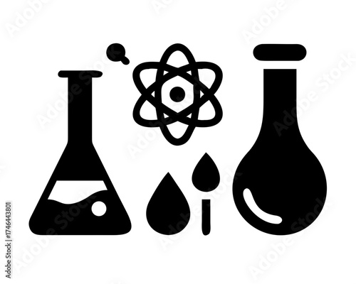 Science and chemistry icons for laboratory research
