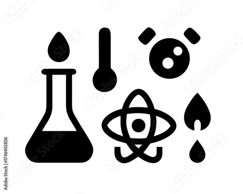 Science and chemistry icons for scientific study