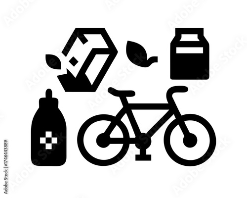 Sustainable lifestyle with bicycle, natural products and ecofriendly approach