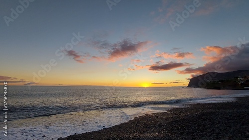 ocean, sea, waves, blue, rocl, day, beach, coast, coastline, island, madeira island, peace, travel, tourism, detsination, portugal, europe, nature, landscape, sun, sunset, clouds, cliff, mountain